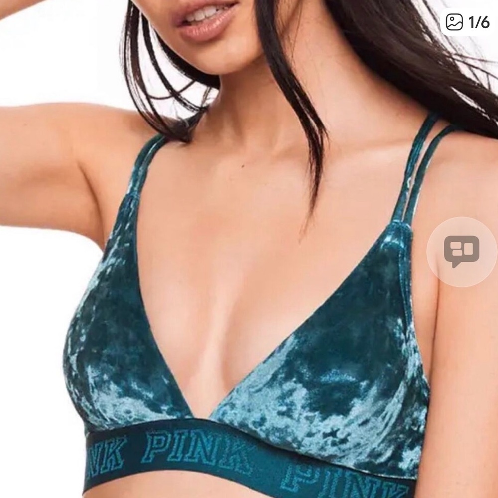 PINK Victoria's Secret Velvet Bralette in Light Purple Strappy Small Boho Chic S
